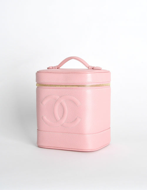 Chanel Pink Quilted Caviar Leather Mini Vanity Case with Chain Bag -  Yoogi's Closet