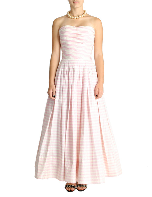 Chanel Vintage Pink & White Striped Raw Silk Shantung Pleated Bodice G – Amarcord Vintage Fashion