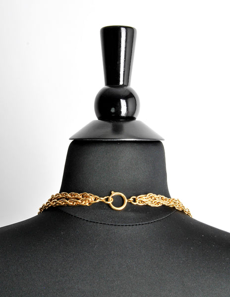 Chanel Vintage Gold Quilted Handbag Necklace