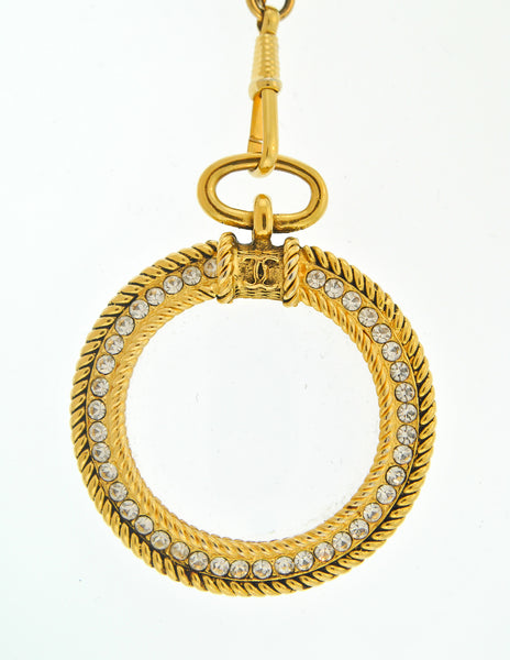 Chanel Vintage Gold Rhinestone Magnifying Glass Loupe Necklace - Amarcord Vintage Fashion
 - 4