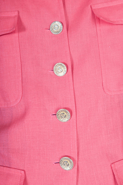 Chanel Vintage Salmon Pink Linen Longline Blazer Jacket