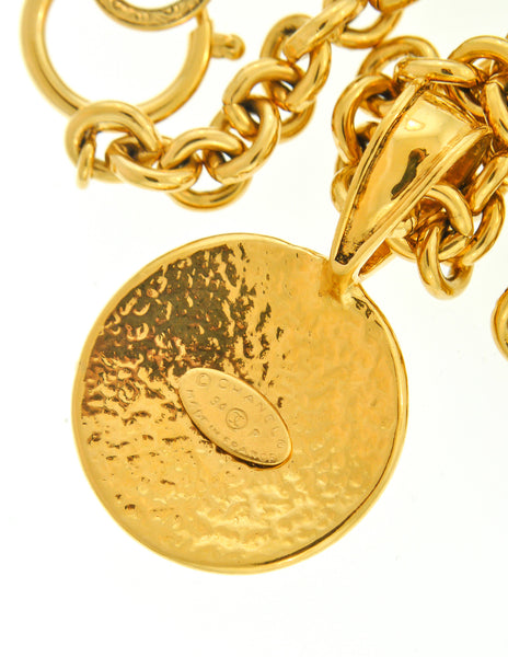 Chanel Vintage Gold CC Logo Pendant Necklace