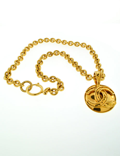 Chanel Vintage Gold CC Logo Pendant Necklace