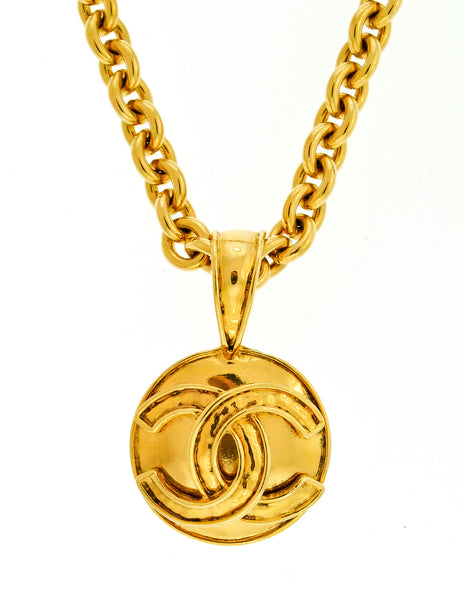 Chanel Vintage Gold CC Logo Pendant Necklace