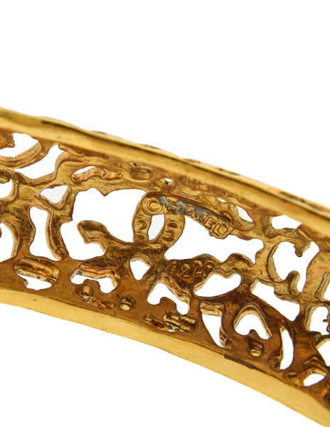 Chanel Vintage Gold Cut Out Swirl Bracelet