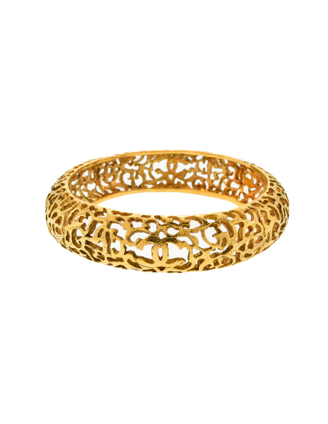 Chanel Vintage Gold Cut Out Swirl Bracelet