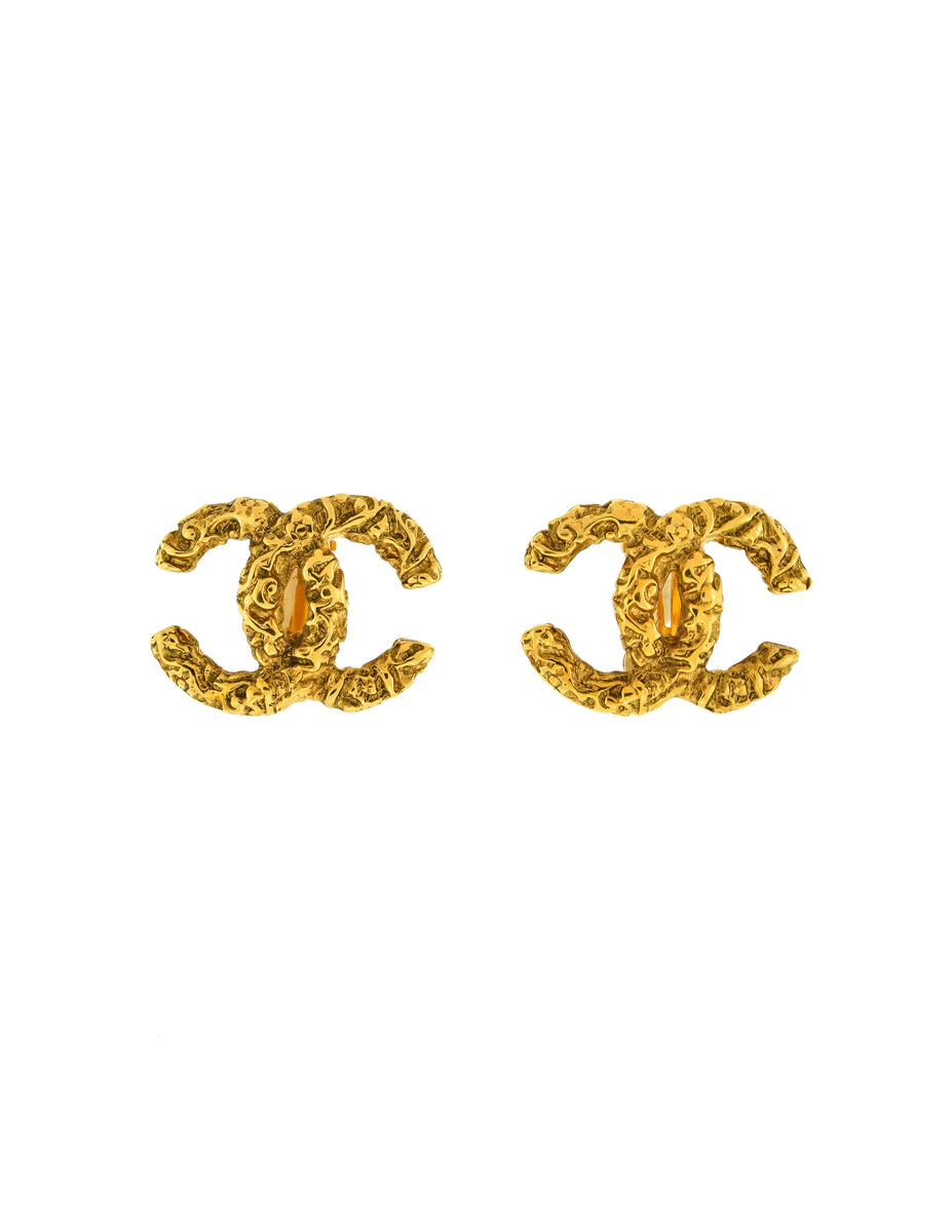CHANEL, Jewelry, Chanel Cc Bow Crystal Stud Dangle Earrings In Gold