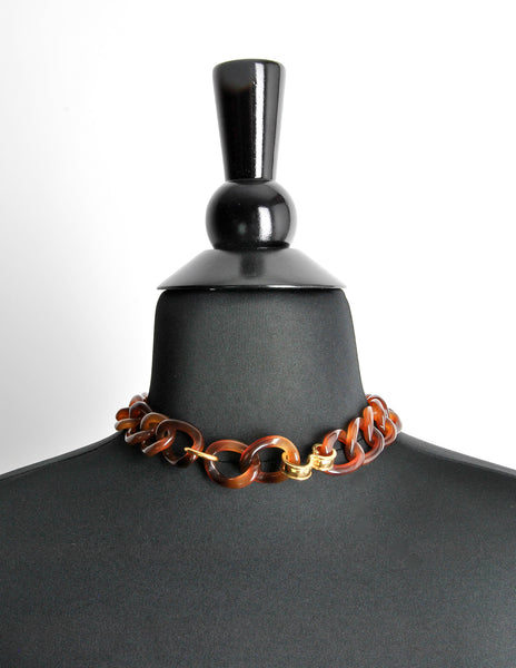 Chanel Vintage Tortoise Clover Chain Link Necklace - Amarcord Vintage Fashion
 - 7