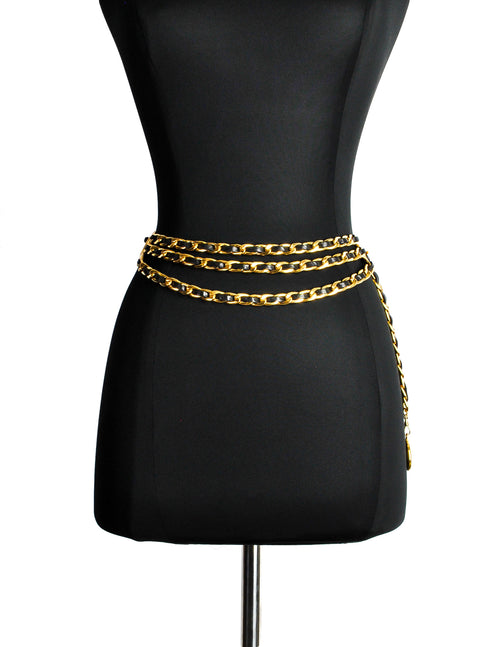 Chanel Vintage Lambskin CC Medallion Triple Chain Belt - Size 30 / 75 –  LuxeDH