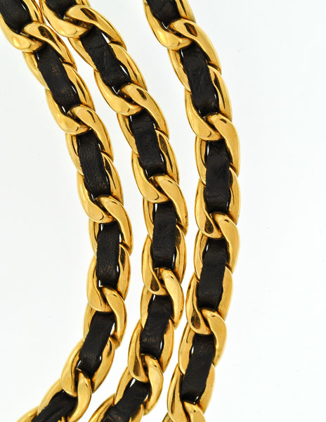Chanel Vintage Black & Gold Triple Row Chain Belt - Amarcord Vintage Fashion
 - 5