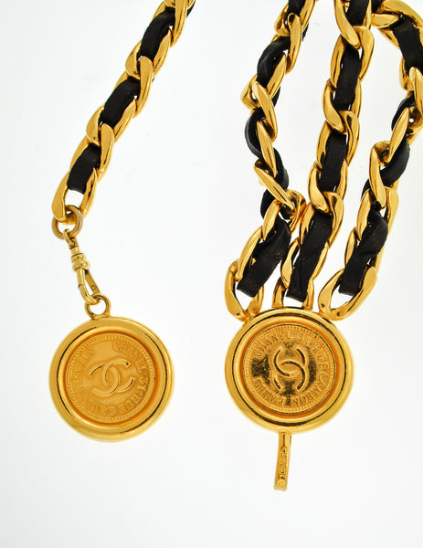 Chanel Vintage Black & Gold Triple Row Chain Belt