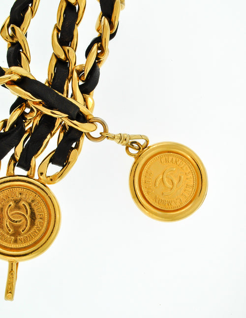 Chanel Vintage Black & Gold Triple Row Chain Belt – Amarcord  display picture 2