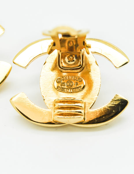 Chanel Vintage Turn Lock CC Clasp Earrings