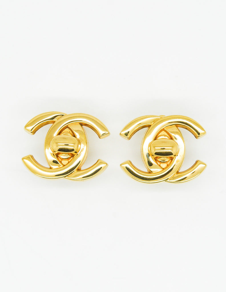 Chanel store lock earrings