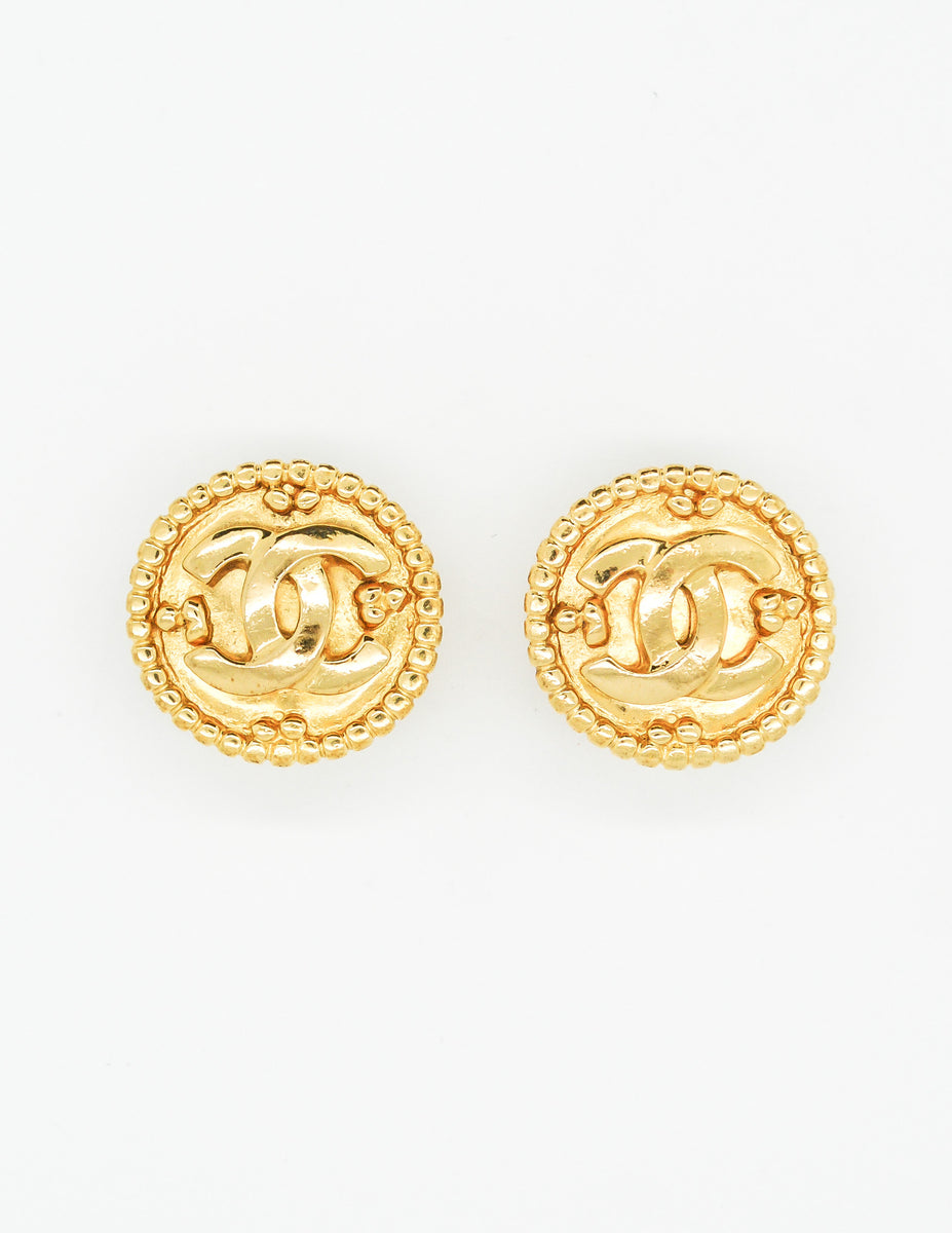 Chanel Vintage Gold CC Logo Earrings
