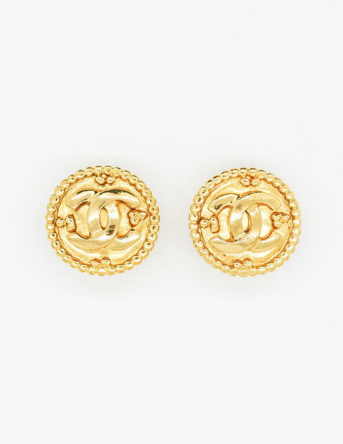 Chanel 1996 Round Cc Earrings Large in Metallic