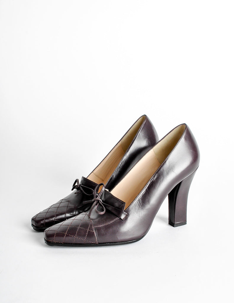 Chanel Vintage Quilted Eggplant Loafer Heels – Amarcord Vintage