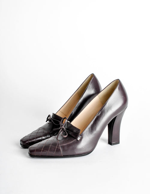 Chanel Vintage Quilted Eggplant Loafer Heels – Amarcord Vintage Fashion
