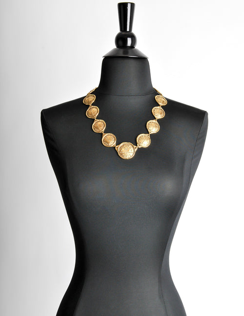 CHANEL] Chanel Coin ribbon vintage gold plating x rhinestone gold 96P  engraved ladies necklace – KYOTO NISHIKINO