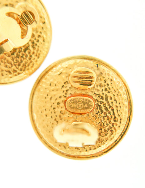 Chanel Vintage Gold & White Glass Namesake Earrings