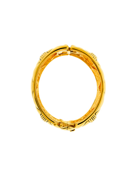 Chanel Vintage Gold Quilted Wide Cuff Bracelet