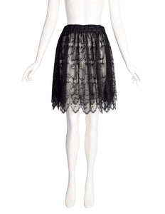 Chloe Vintage Sheer Black Cloud Pattern Lace Double Layer Skirt