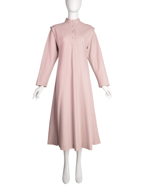Chloe by Karl Lagerfeld Vintage 1980s Pale Pink Wool Belted A-Line Dress
