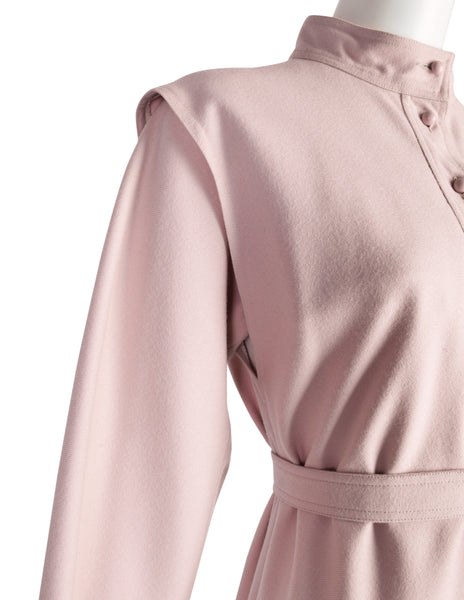 Chloe by Karl Lagerfeld Vintage 1980s Pale Pink Wool Belted A-Line Dress