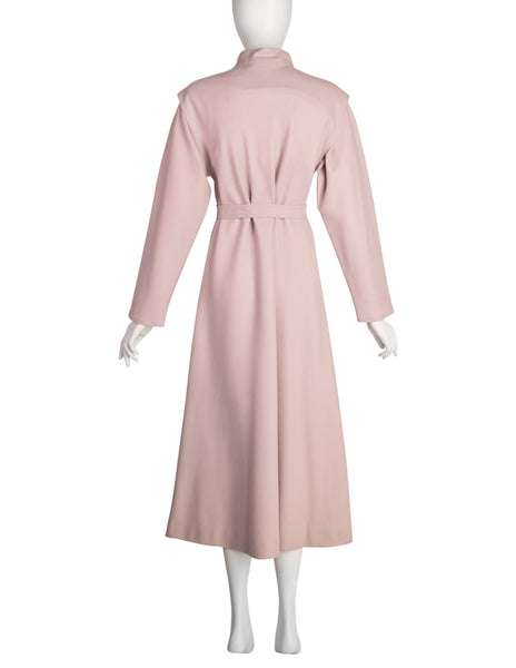 Chloe by Karl Lagerfeld Vintage 1980s Pale Pink Wool Belted A-Line Dress