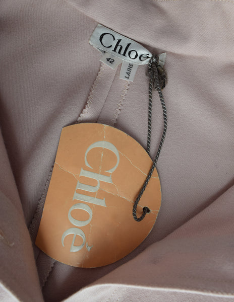 Chloe by Karl Lagerfeld Vintage 1980s Pale Pink Wool Belted A-Line Dress