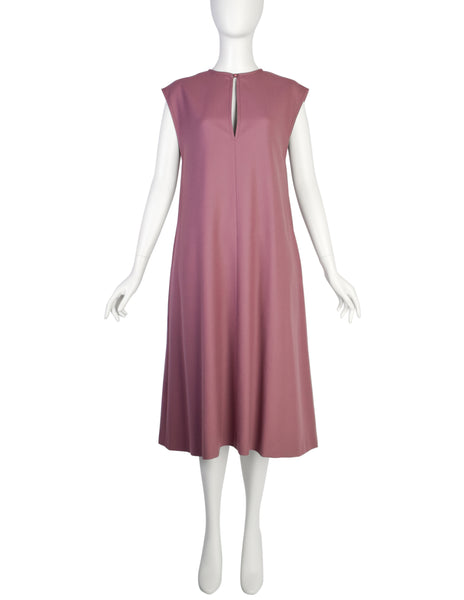 Chloe by Karl Lagerfeld Vintage 1980s Mauve Wool Belted A-Line Dress