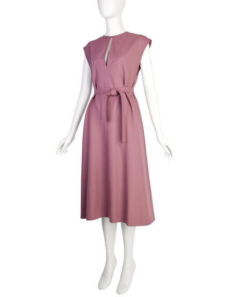 Chloe by Karl Lagerfeld Vintage 1980s Mauve Wool Belted A-Line Dress