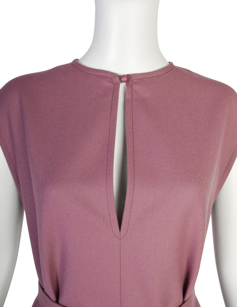 Chloe by Karl Lagerfeld Vintage 1980s Mauve Wool Belted A-Line Dress