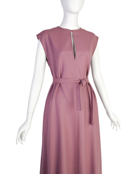 Chloe by Karl Lagerfeld Vintage 1980s Mauve Wool Belted A-Line Dress
