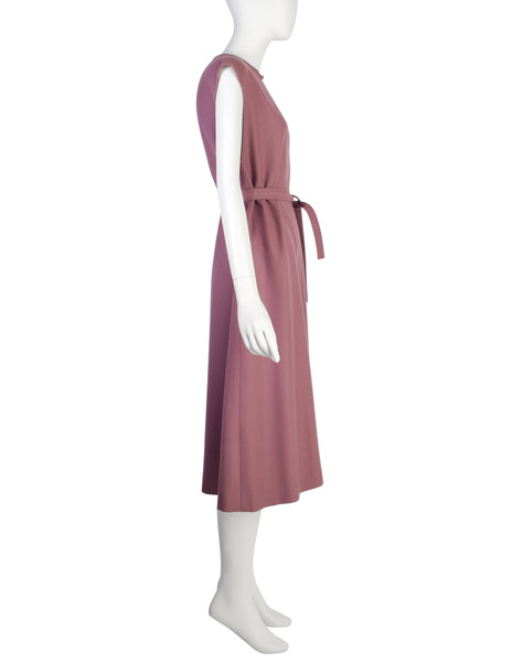 Chloe by Karl Lagerfeld Vintage 1980s Mauve Wool Belted A-Line Dress