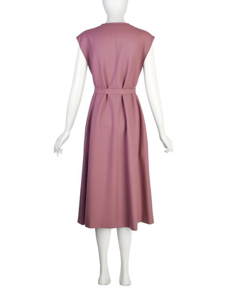 Chloe by Karl Lagerfeld Vintage 1980s Mauve Wool Belted A-Line Dress