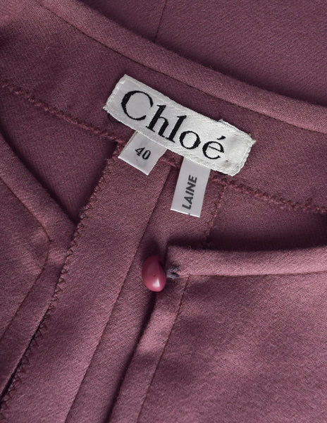 Chloe by Karl Lagerfeld Vintage 1980s Mauve Wool Belted A-Line Dress