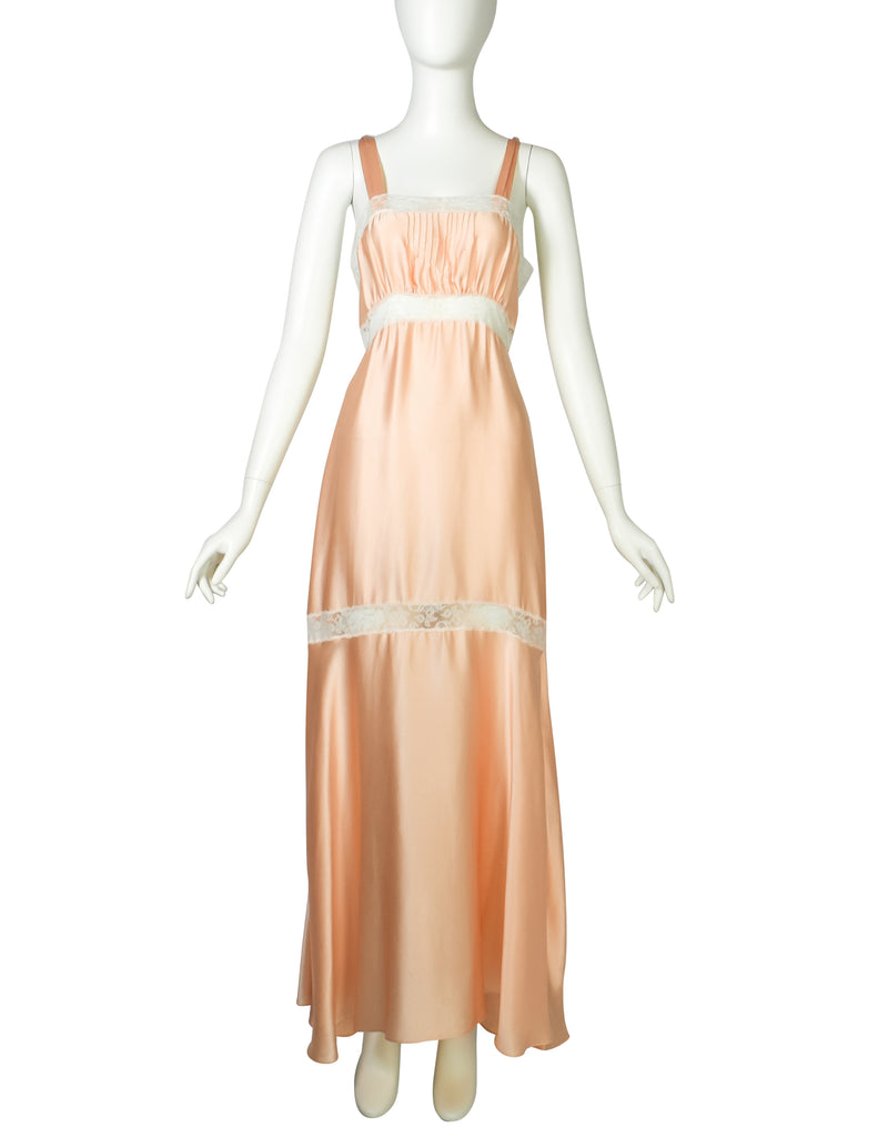 Chloe Vintage 1970s Peach Satin Lace Slip Dress Amarcord Vintage Fashion Chloe Vintage 1970s Peach Satin Lace Slip Dress Amarcord Vintage Fashion