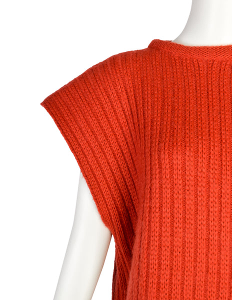 Chloe Vintage AW 1982 Rare Asymmetrical Burnt Orange Knit Mohair Wool Cape
