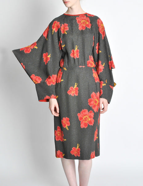Chloe Vintage Floral Kimono Dress - Amarcord Vintage Fashion
 - 2
