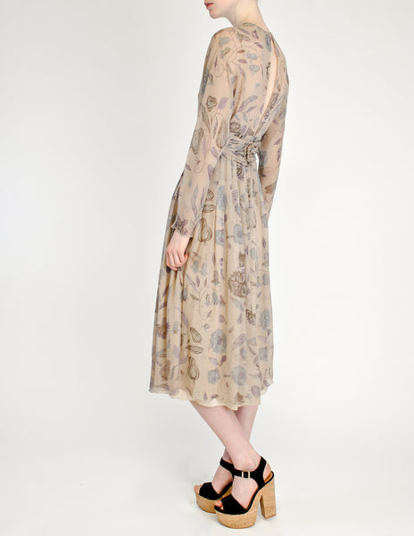 Chloé Vintage Silk Chiffon Floral Harvest Print Dress - Amarcord Vintage Fashion
 - 5