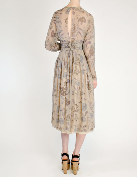Chloé Vintage Silk Chiffon Floral Harvest Print Dress - Amarcord Vintage Fashion
 - 6