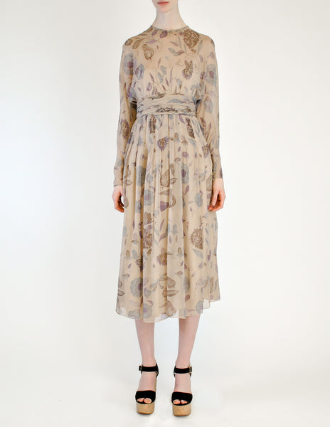 Chloé Vintage Silk Chiffon Floral Harvest Print Dress - Amarcord Vintage Fashion
 - 2