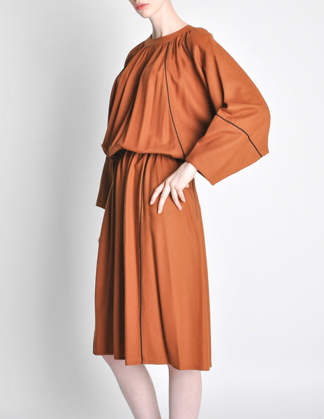 Chloe Vintage Rust Wool Dress - Amarcord Vintage Fashion
 - 5