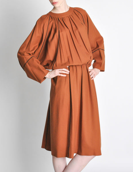 Chloe Vintage Rust Wool Dress - Amarcord Vintage Fashion
 - 3