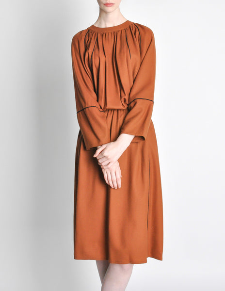 Chloe Vintage Rust Wool Dress - Amarcord Vintage Fashion
 - 4