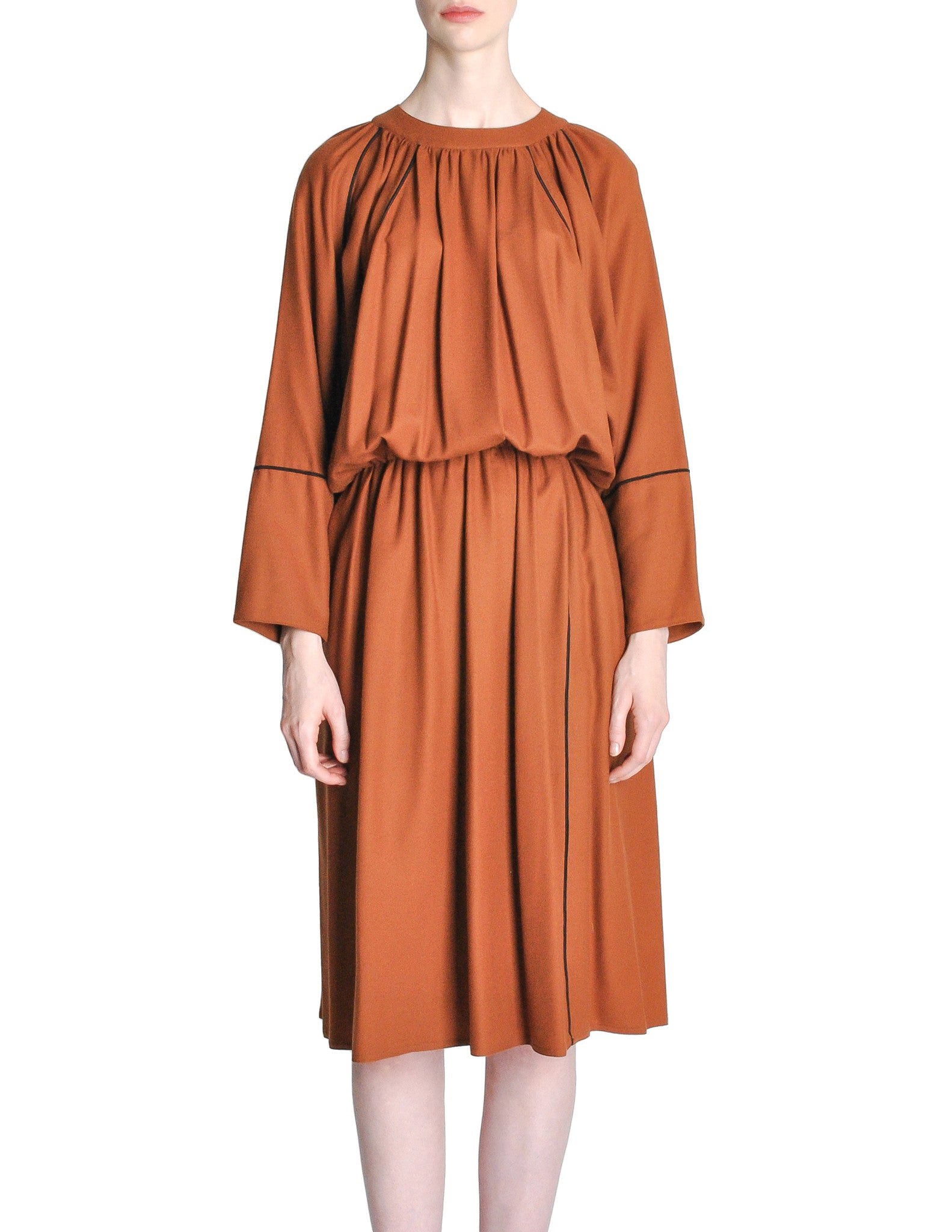 Chloe Vintage Rust Wool Dress - Amarcord Vintage Fashion
 - 1