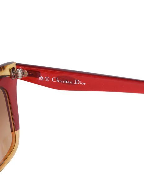 Christian Dior Vintage Amber Red Split Tone Design Sunglasses