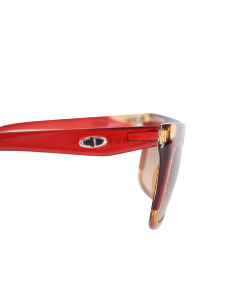 Christian Dior Vintage Amber Red Split Tone Design Sunglasses