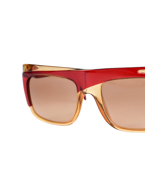 Christian Dior Vintage Amber Red Split Tone Design Sunglasses